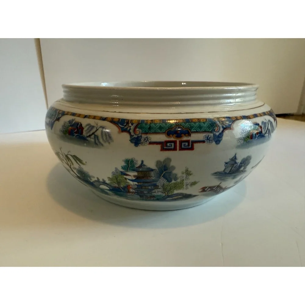 Rare Antique Royal Winton Grimwades Japan Large Asian Bowl England Vase Round‎